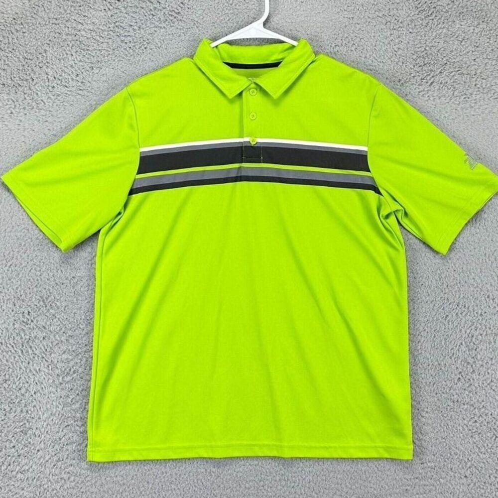 ZeroXposur Polo Shirt Boys XL 18-20 Neon Green UPF50 Short‎ Sleeve Rugby Youth